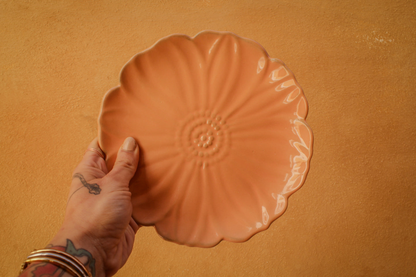 Original Handmade Ceramic Flower Dessert Plate, 5 Colors