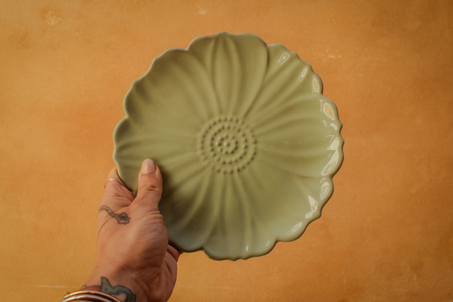 Original Handmade Ceramic Flower Dessert Plate, 5 Colors