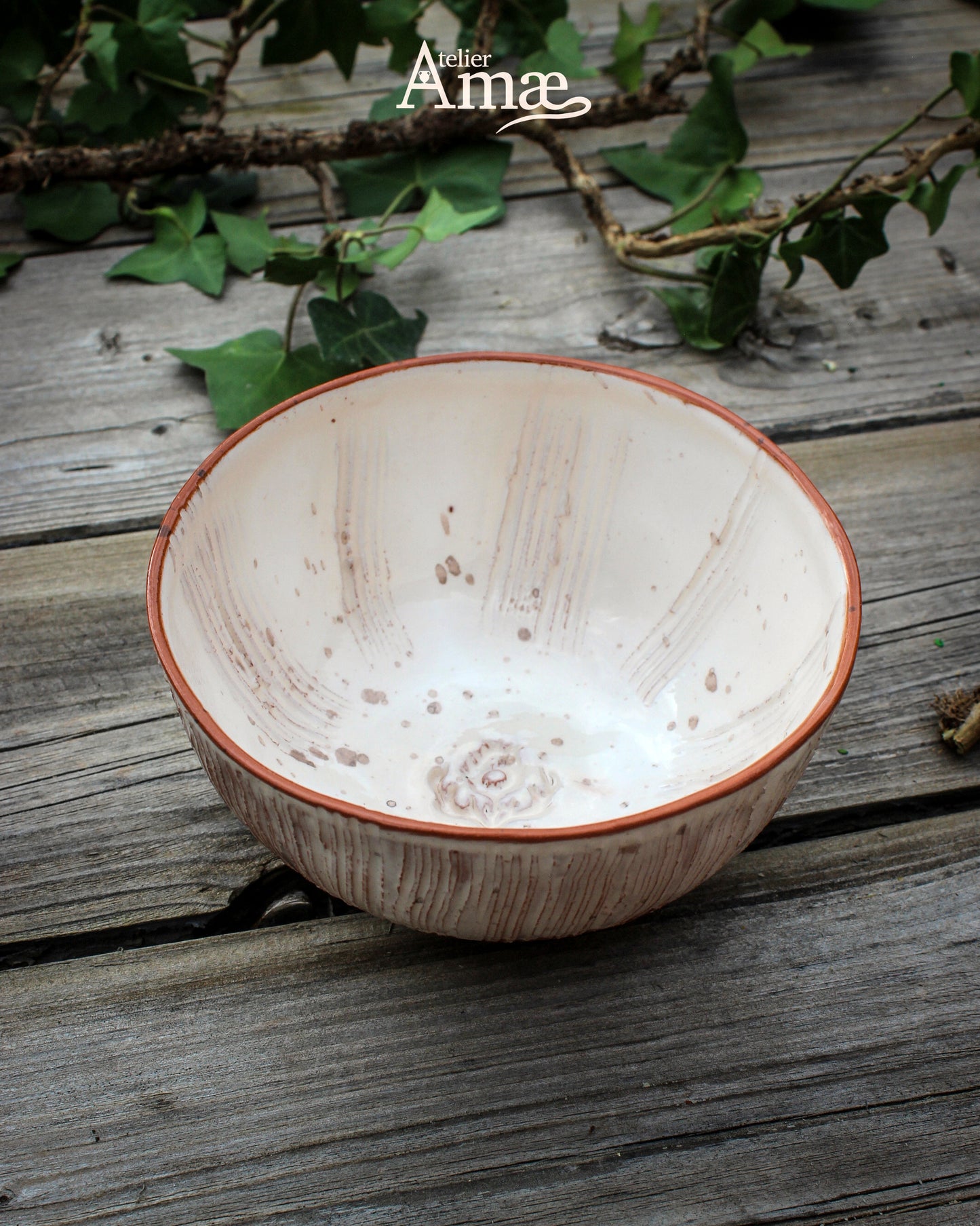 Bol céramique artisanale - Esprit forestier et naturel - Vieux Chêne