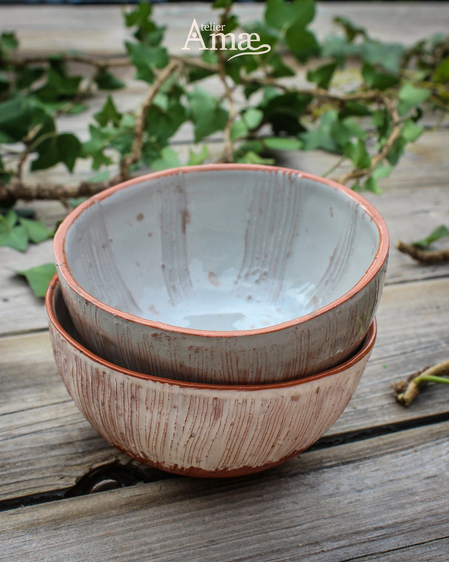 Bol céramique artisanale - Esprit forestier et naturel - Vieux Chêne