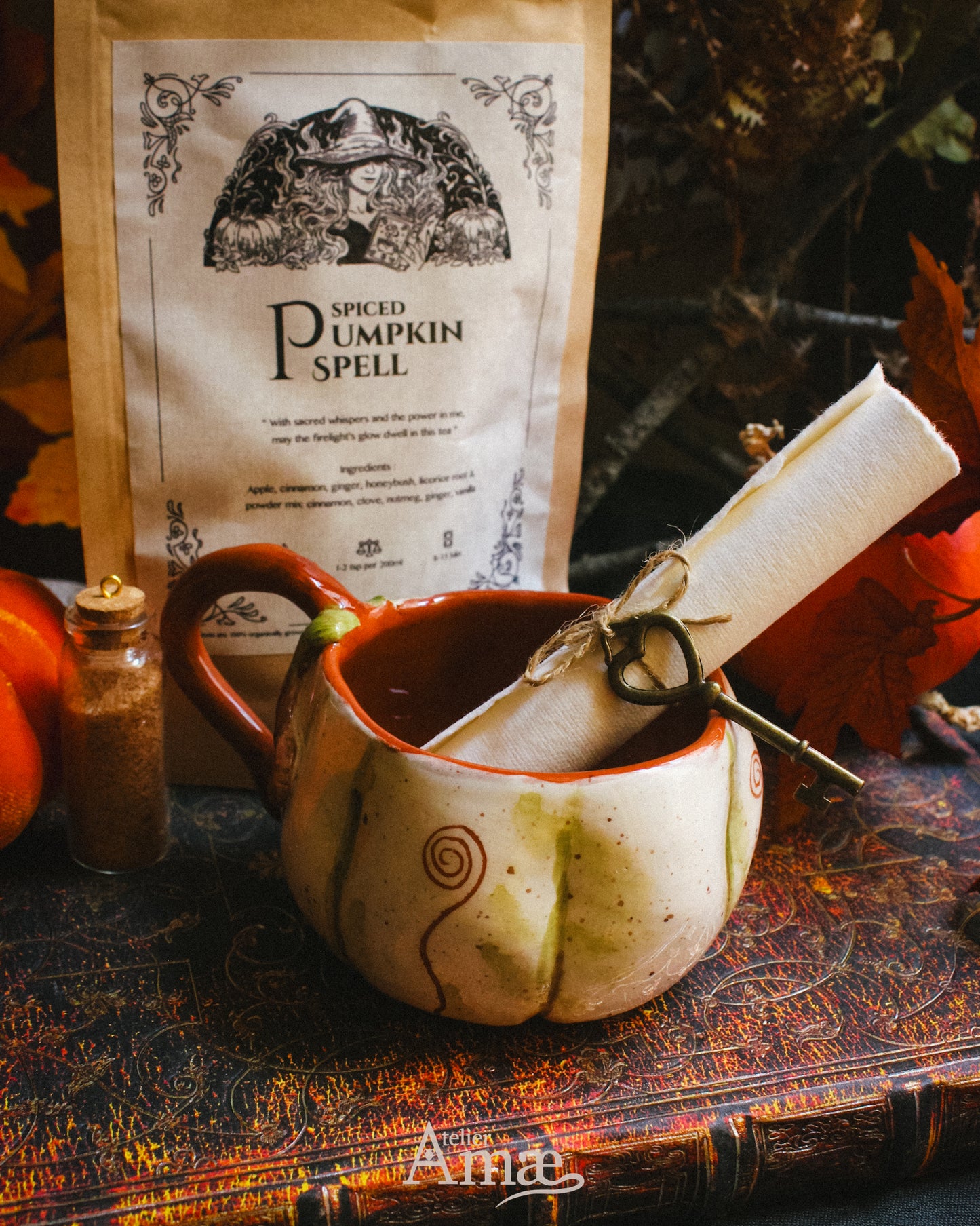 Coffret Bal des Citrouilles – Tasse ou Chaudron + Thé Spiced Pumpkin Spell 🎃🍵