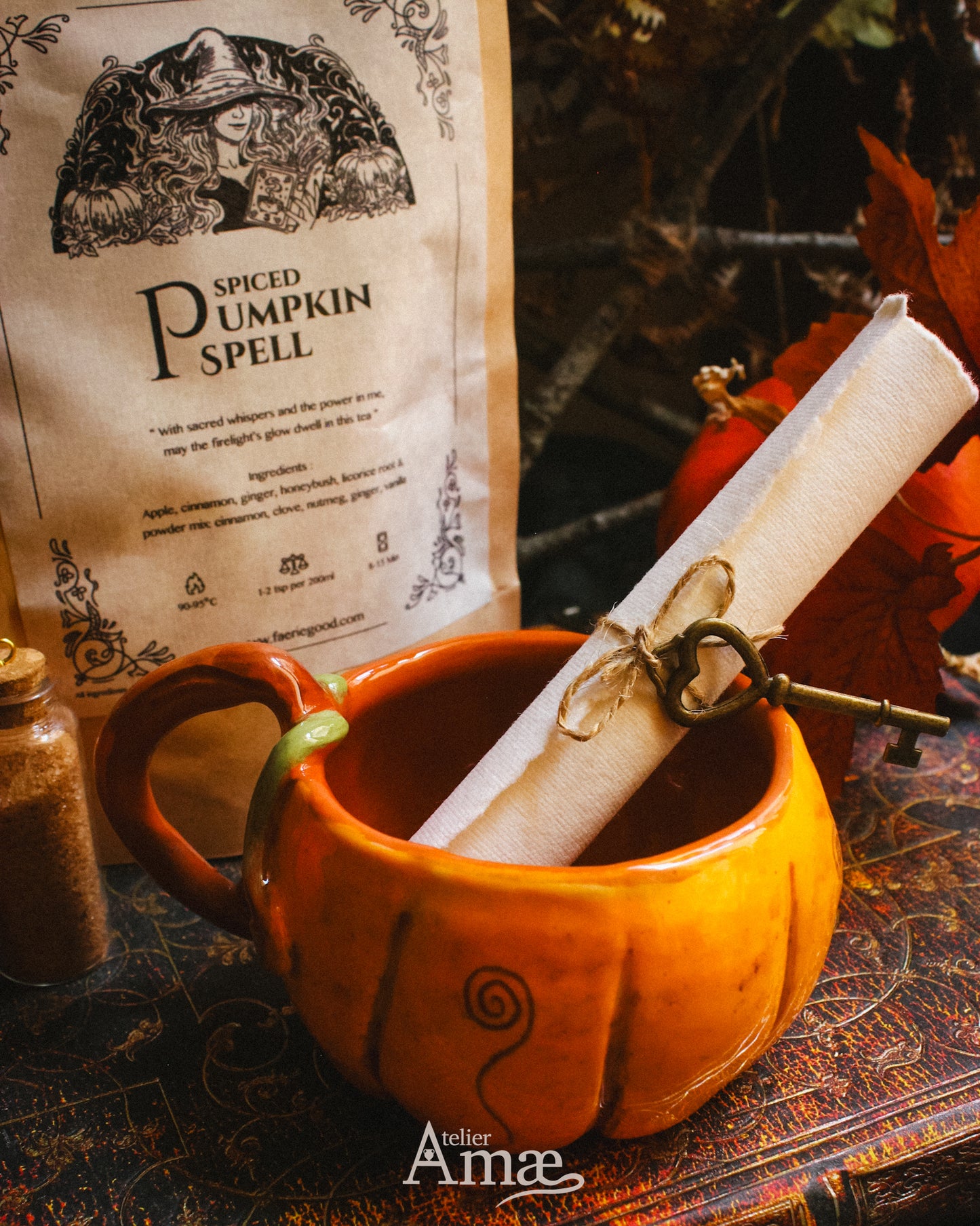 Coffret Bal des Citrouilles – Tasse ou Chaudron + Thé Spiced Pumpkin Spell 🎃🍵