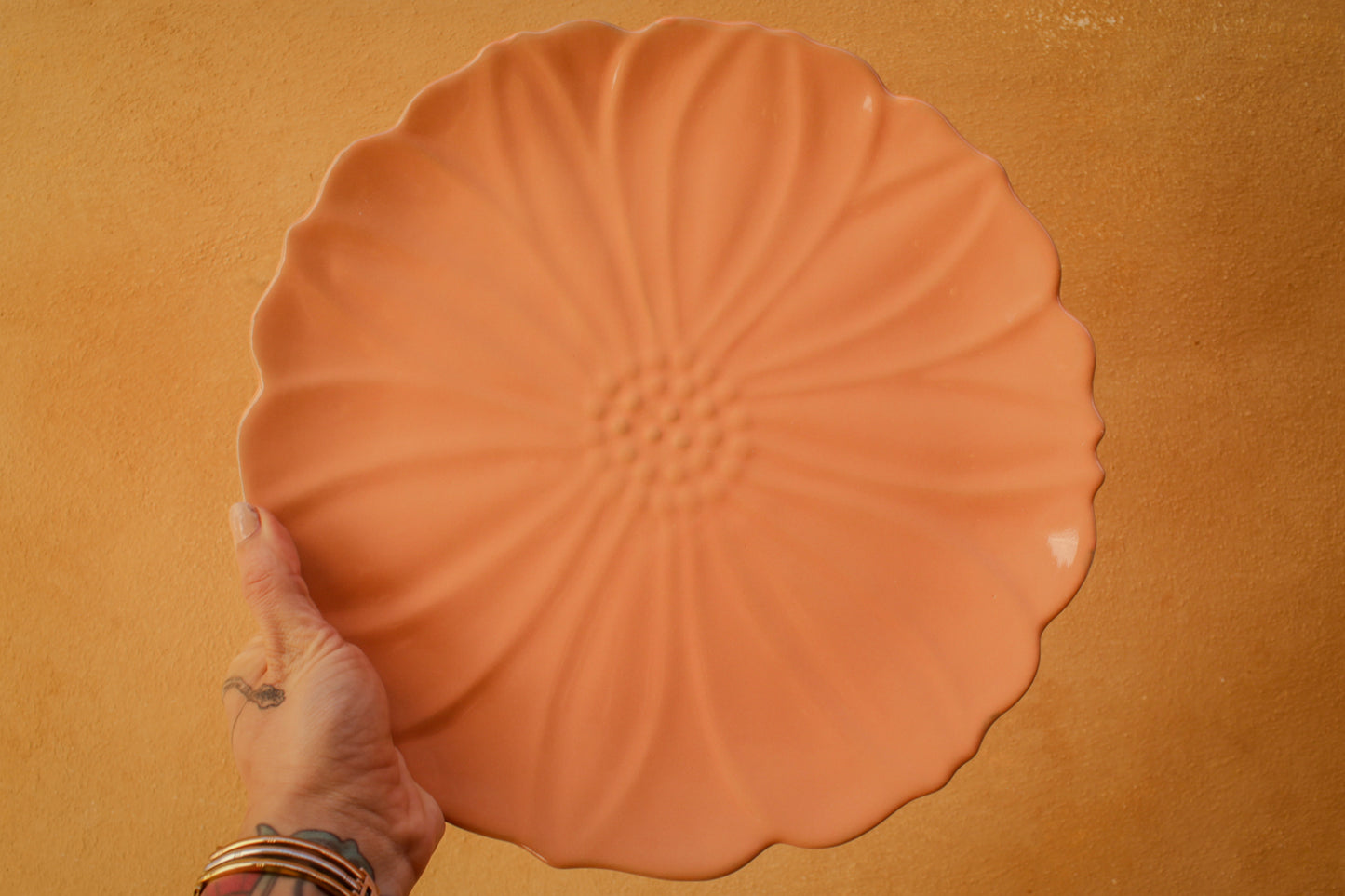 Large handmade ceramic Peony flower-shaped plate, 5 colors
