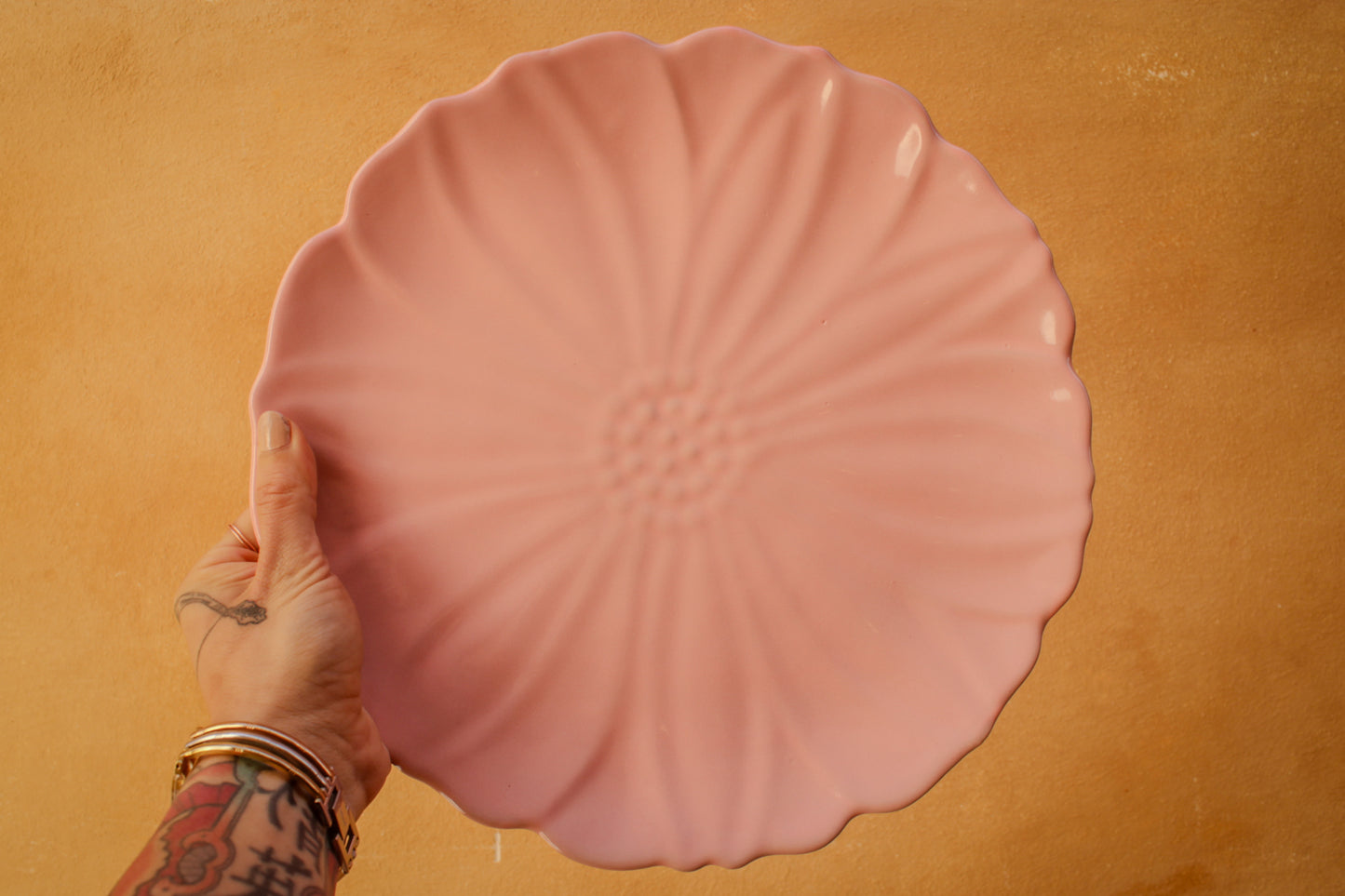 Large handmade ceramic Peony flower-shaped plate, 5 colors