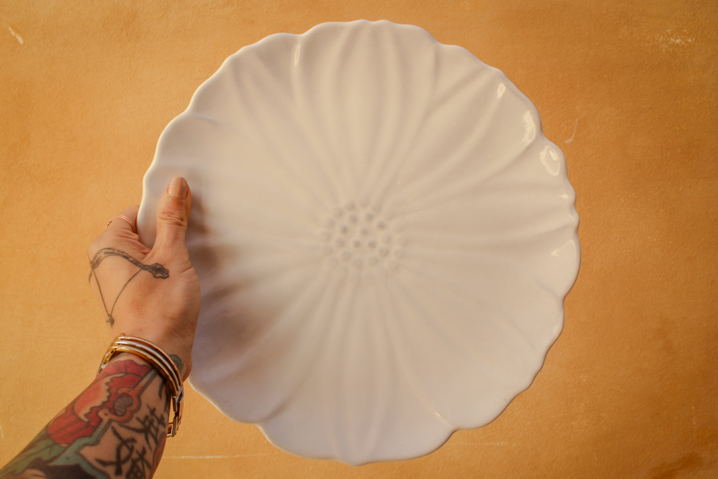 Large handmade ceramic Peony flower-shaped plate, 5 colors
