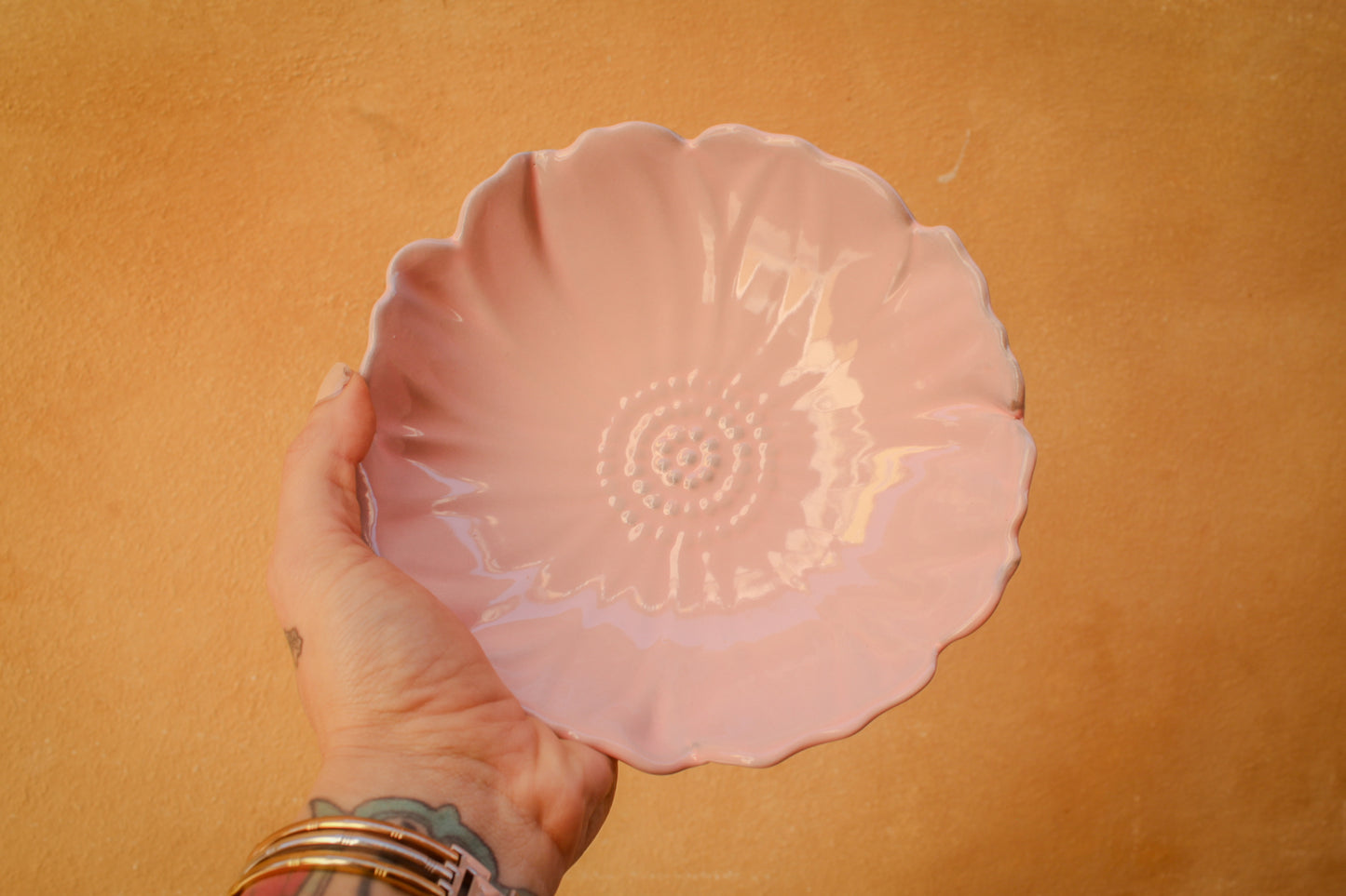 Cuenco en forma de flor de peonía de cerámica hecho a mano, 5 colores, regalo de decoración