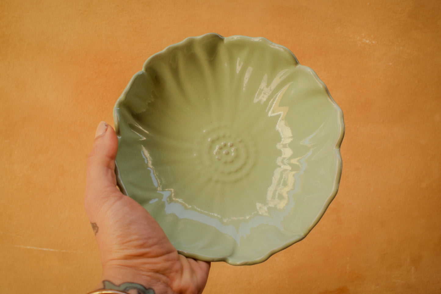 Cuenco en forma de flor de peonía de cerámica hecho a mano, 5 colores, regalo de decoración