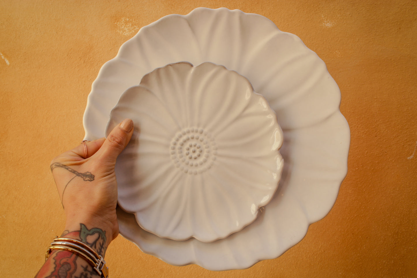 Large handmade ceramic Peony flower-shaped plate, 5 colors
