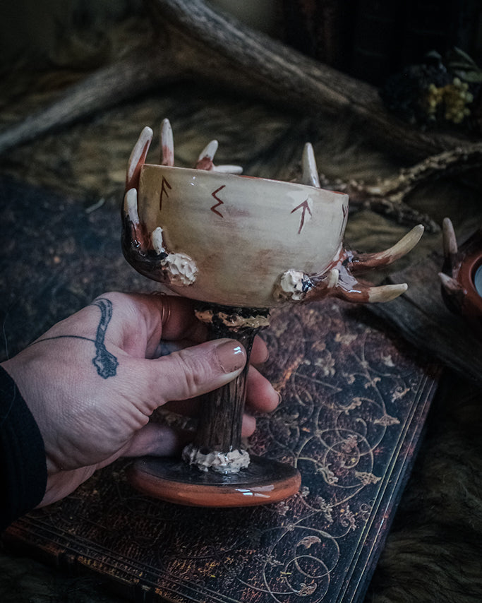 Eikthyrnir Chalice - Deer Antler Chalice - Handmade Ceramic