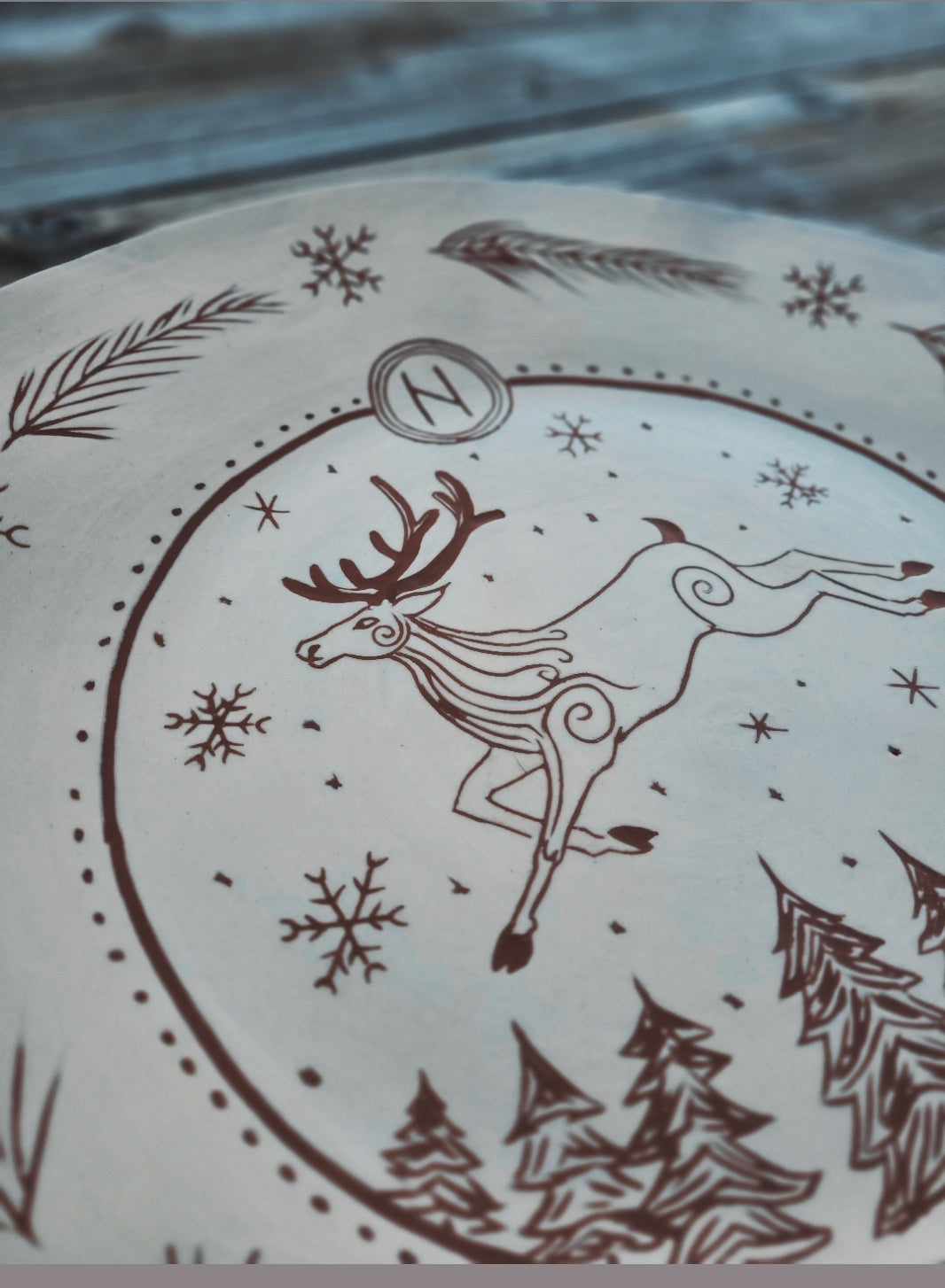 Large Yule Dish - Hand Engraved Ceramic