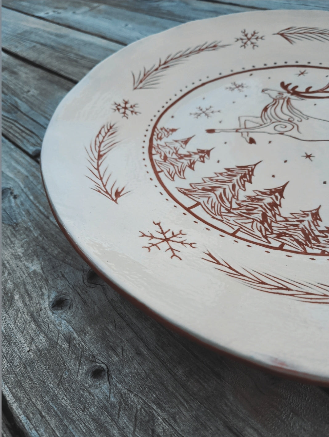 Large Yule Dish - Hand Engraved Ceramic
