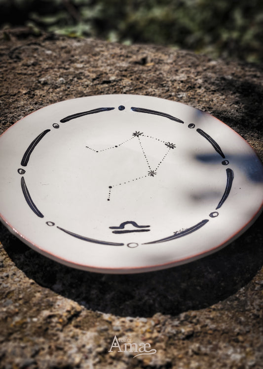Small Plate Constellation of LIBRA - Elegant Handmade Ceramic