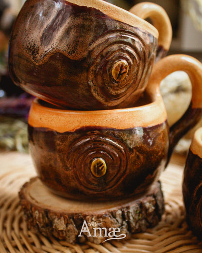 Cup inlaid with the Fehu rune and its Spiral
