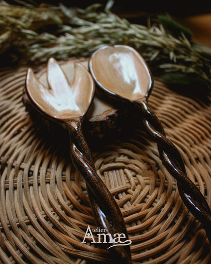 Ustensiles de Banquet – Grande Cuillère & Grande Fourchette en céramique