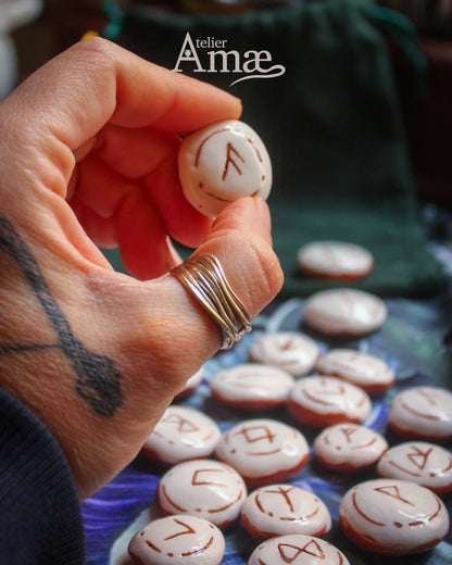 Set of 25 white Ancient Futhark runes - Divination runes