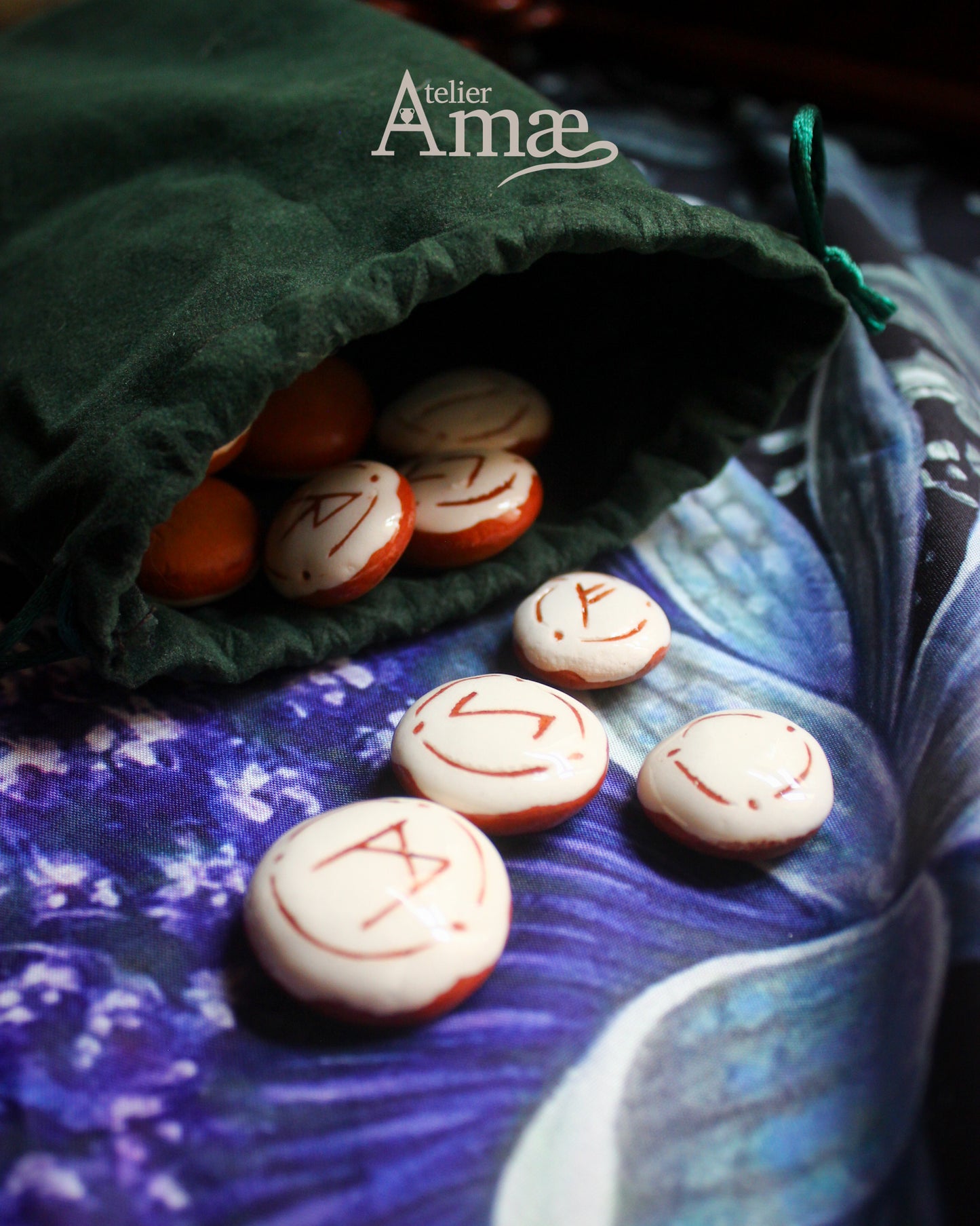 Set of 25 white Ancient Futhark runes - Divination runes