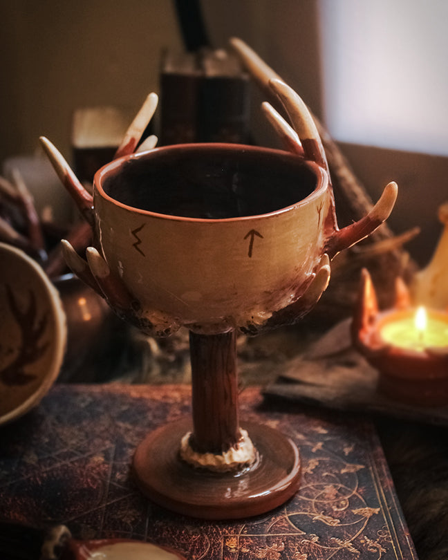 Eikthyrnir Chalice - Deer Antler Chalice - Handmade Ceramic