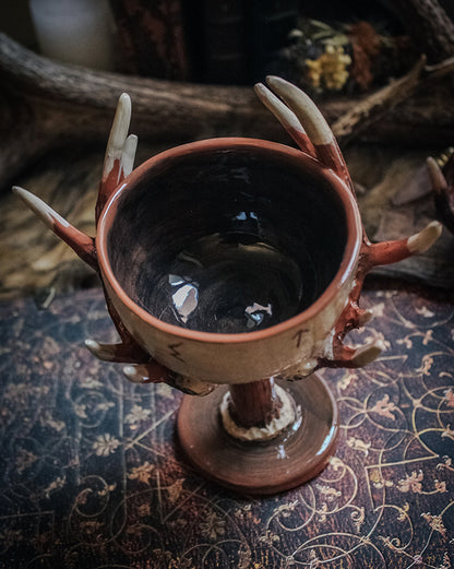 Eikthyrnir Chalice - Deer Antler Chalice - Handmade Ceramic