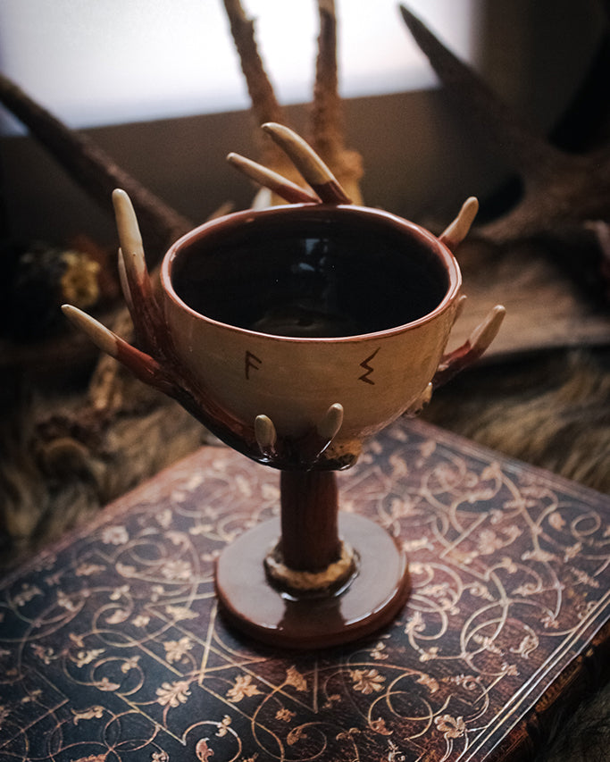 Eikthyrnir Chalice - Deer Antler Chalice - Handmade Ceramic