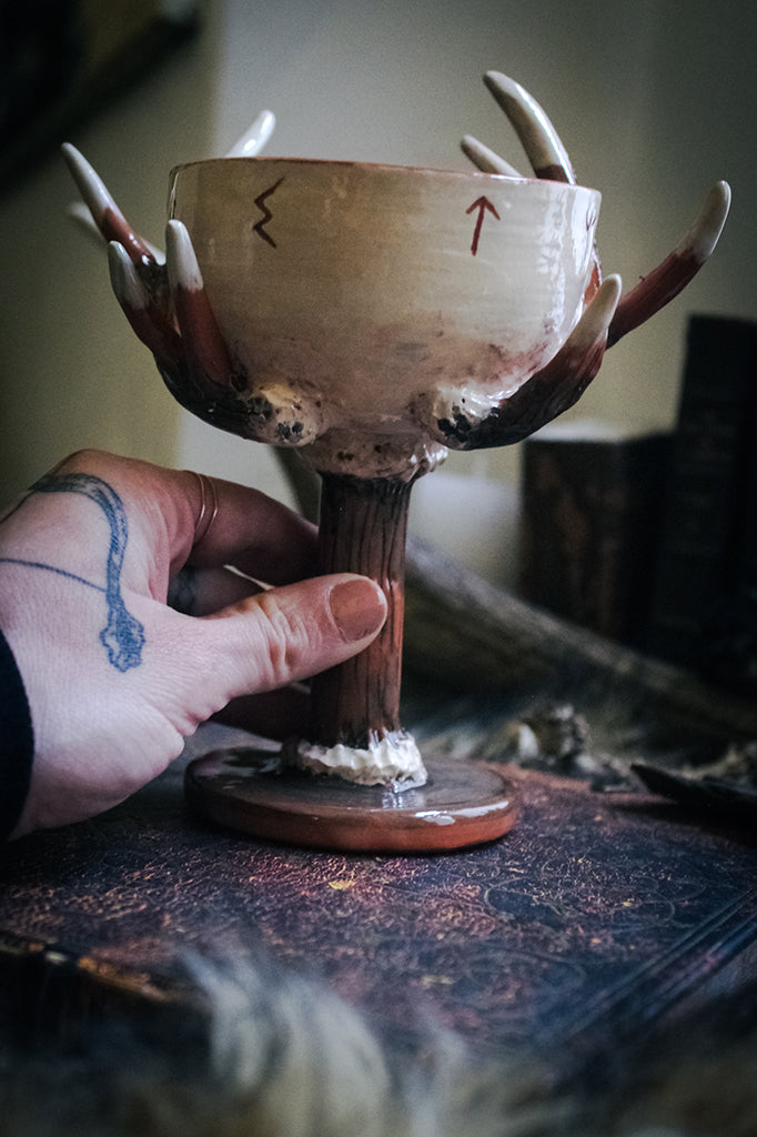 Eikthyrnir Chalice - Deer Antler Chalice - Handmade Ceramic