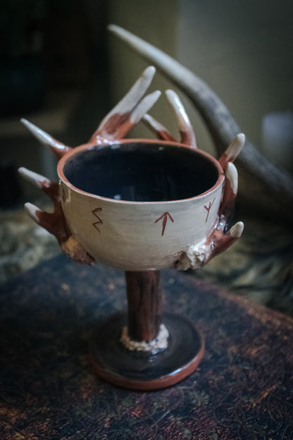 Eikthyrnir Chalice - Deer Antler Chalice - Handmade Ceramic